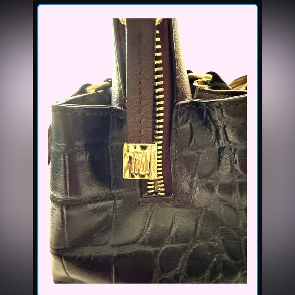 ANTONIO MELANI Black Leather Croc-Embossed Tote Bag NWOT - Picture 9 of 13